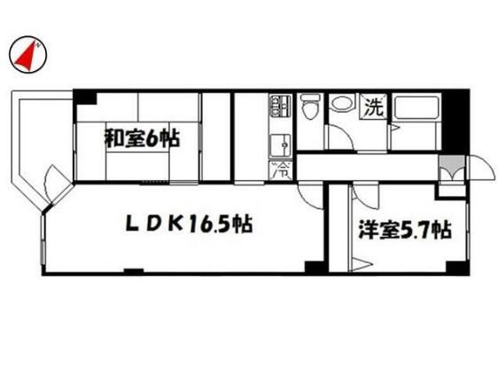 マサルマンション(2LDK/3階)の間取り写真