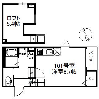 シャノワール久留米(ワンルーム/1階)の間取り写真