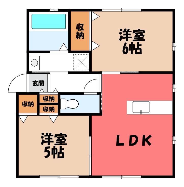 パルデロート・G棟(2LDK/1階)の間取り写真