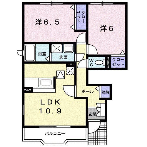 クレメントA(2LDK/1階)の間取り写真