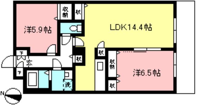 ファインヒロ(2LDK/2階)の間取り写真