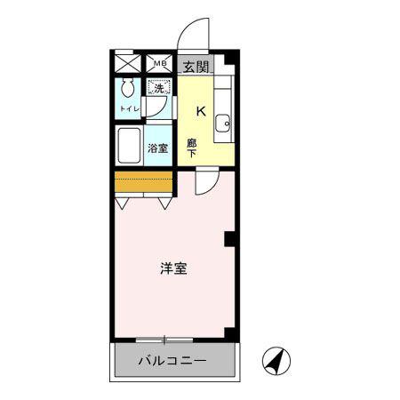 メゾンフローラ市川(1K/3階)の間取り写真