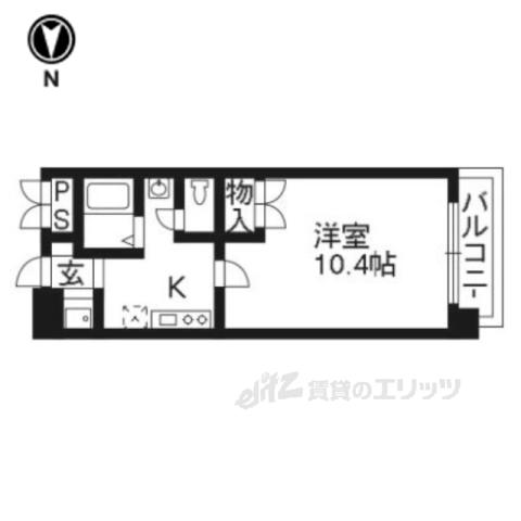 プロスペクト河原町五条(1K/3階)の間取り写真