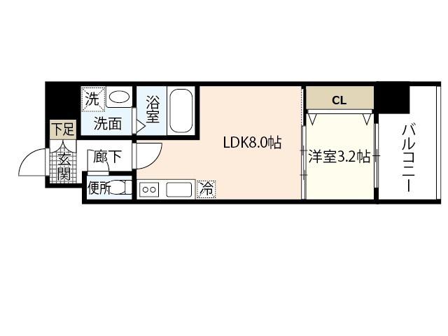 エイトバレー50(1LDK/14階)の間取り写真