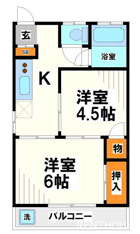 第一小幸荘(2K/1階)の間取り写真