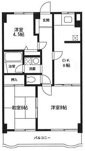 メゾンドゥラロゼ(3DK/1階)の間取り写真