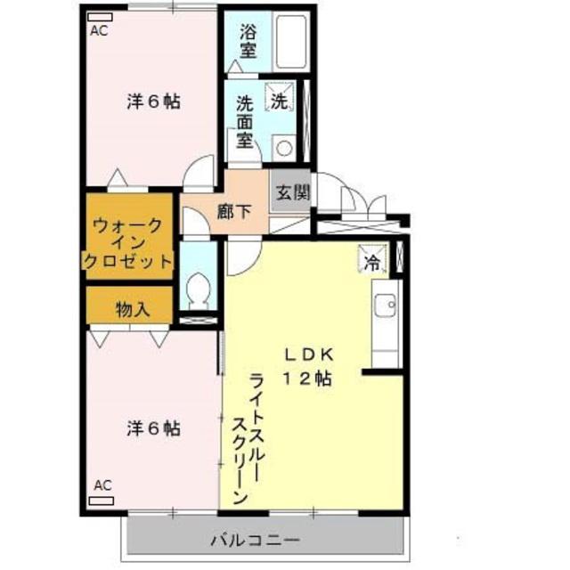 フラワーメゾンB棟(2LDK/2階)の間取り写真