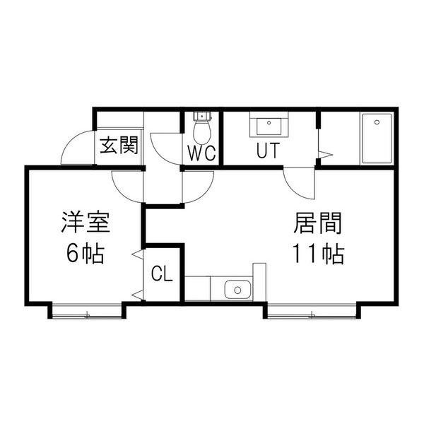 S.Uハイツ(1LDK/2階)の間取り写真