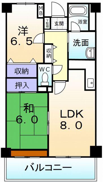 PRIME COURT(2LDK/4階)の間取り写真