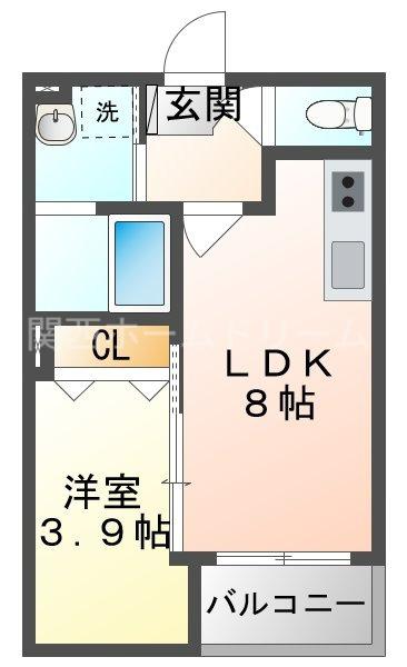 エルヴェ門真(1LDK/1階)の間取り写真