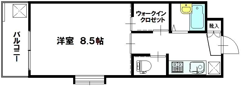 ＪＲ総武線 新検見川駅 徒歩1分 4階建 築24年(1K/1階)の間取り写真