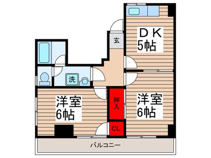 フレンドリーかわかみ(2DK/4階)の間取り写真