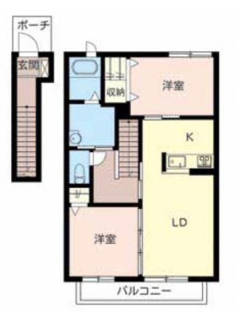 シャーメゾン YOU B棟(2LDK/2階)の間取り写真