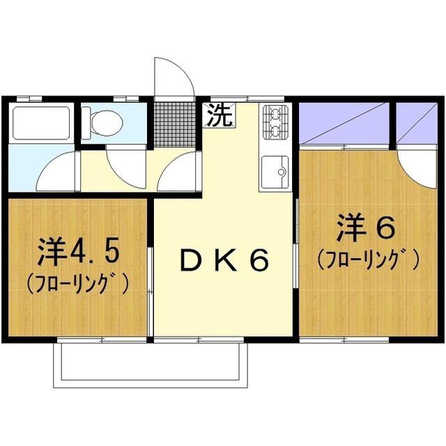第2中道荘(2DK/2階)の間取り写真