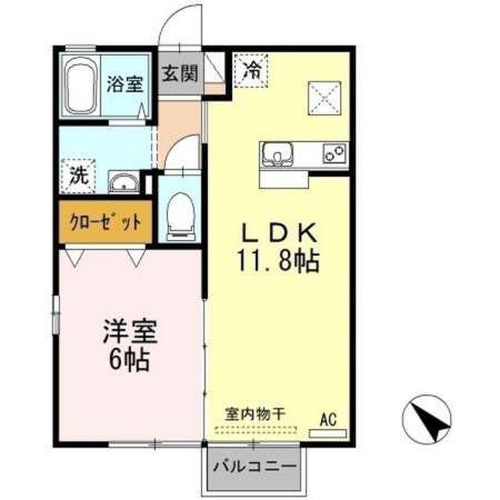 コンフォート ウエスト(1LDK/1階)の間取り写真