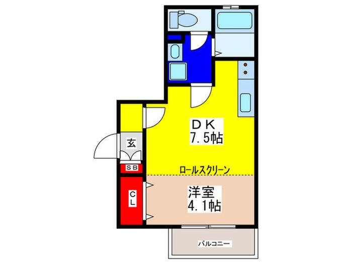 ALEGRIA長瀬ノース(1DK/1階)の間取り写真