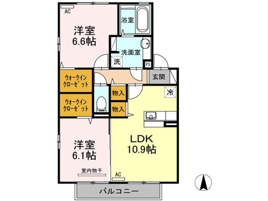 ラ・サクラ・サクラI(2LDK/2階)の間取り写真