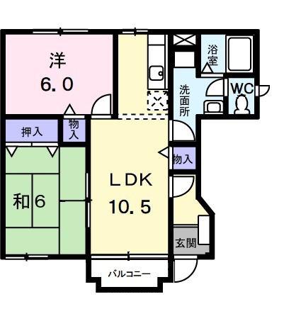 シャト-みどり(2LDK/1階)の間取り写真