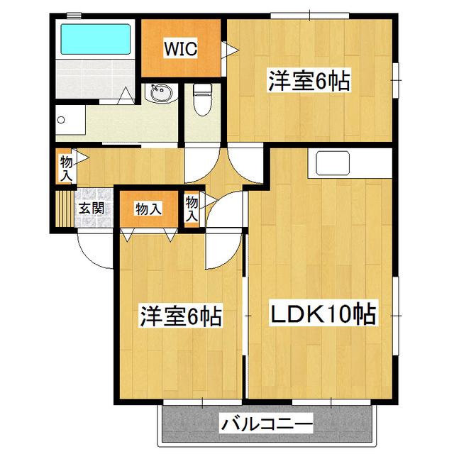 グランハイム千現D棟(2LDK/2階)の間取り写真