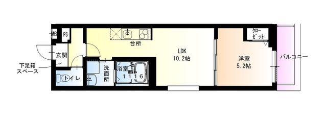 フジパレス東花園駅北I番館(1LDK/1階)の間取り写真