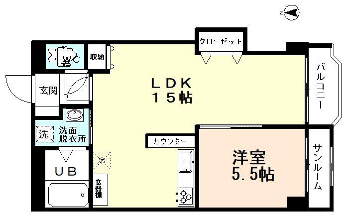 グレイスハイム(1LDK/3階)の間取り写真