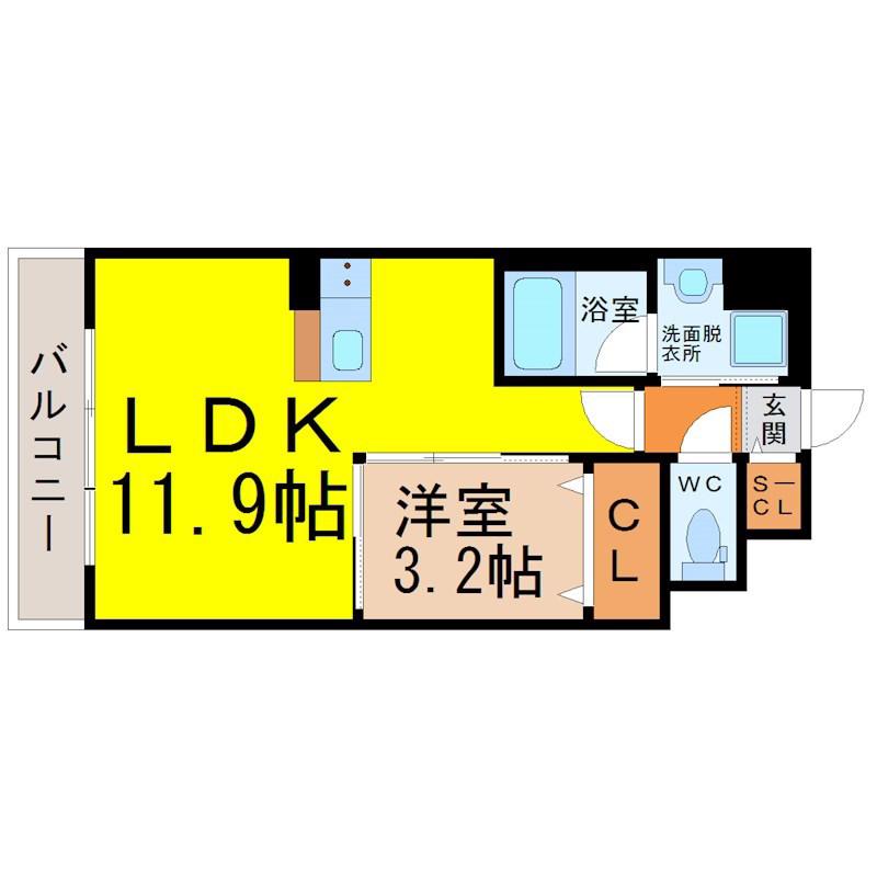ポルタニグラ千種(1LDK/10階)の間取り写真