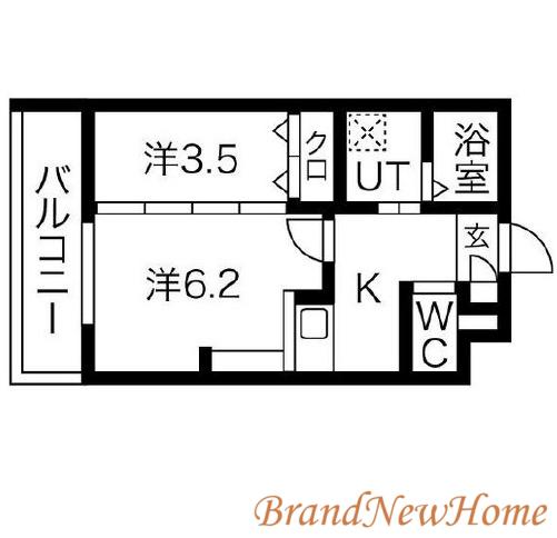 三宝町ジーイー・シス(1LDK/1階)の間取り写真