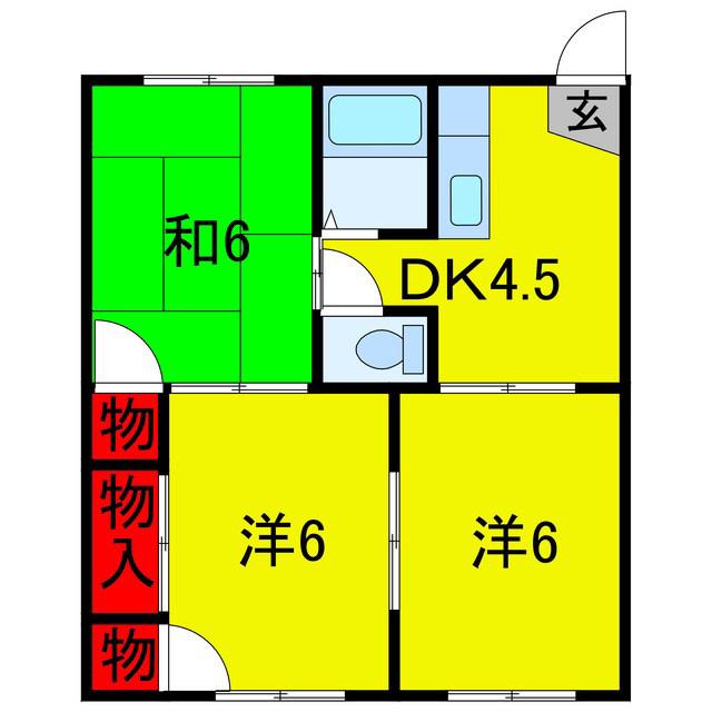 第2フォーブル国分寺(3DK/1階)の間取り写真