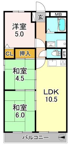 ロビン平野(3LDK/2階)の間取り写真