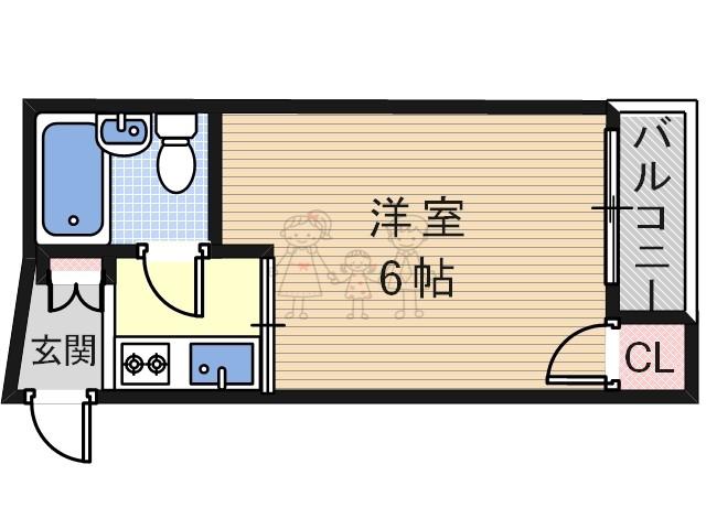 クリスタルハイツ(1K/2階)の間取り写真