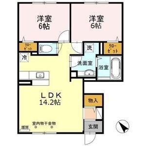 サニーフラット A(2LDK/1階)の間取り写真
