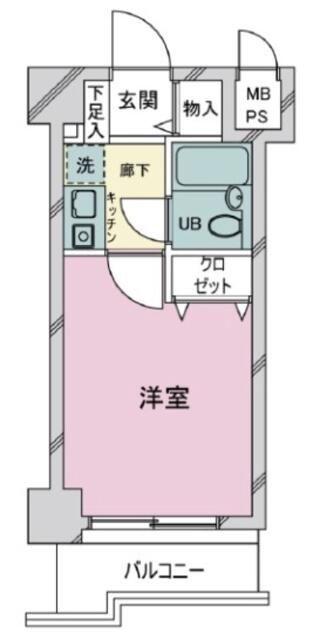 ライオンズマンション本厚木第3(1K/2階)の間取り写真