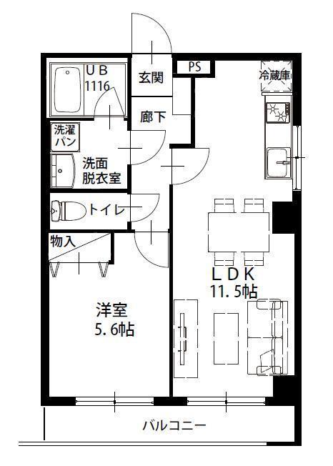 野口町ビル(1LDK/3階)の間取り写真