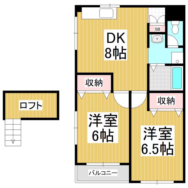 ビューテラス21-A(2DK/2階)の間取り写真