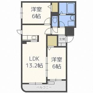 LA・FORCE(2LDK/4階)の間取り写真
