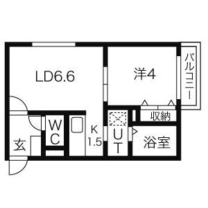 フルハート(1LDK/2階)の間取り写真