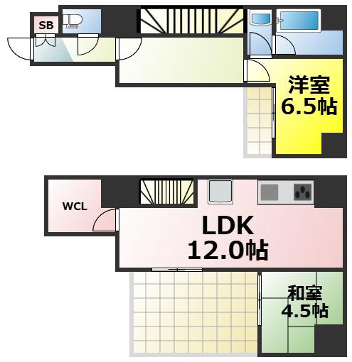 ZEUS 桜川 PREMIUM(2LDK/2階)の間取り写真