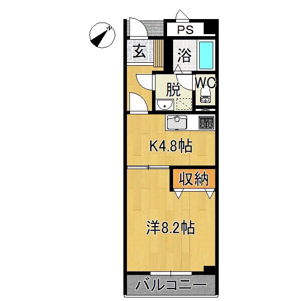 ガーデンヒルズ(1K/3階)の間取り写真