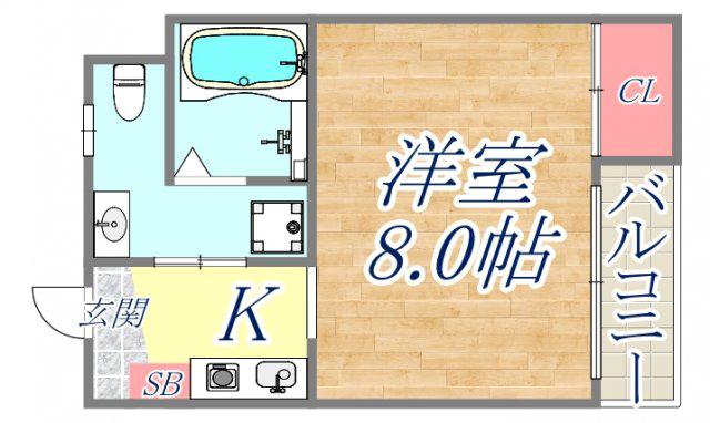 レザムルーズ西宮(1K/7階)の間取り写真
