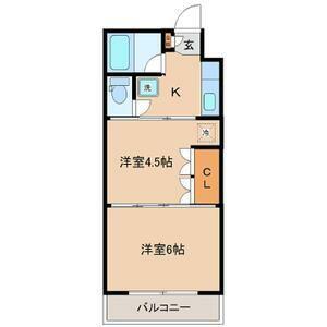 イーグルハイツ高松(2K/1階)の間取り写真