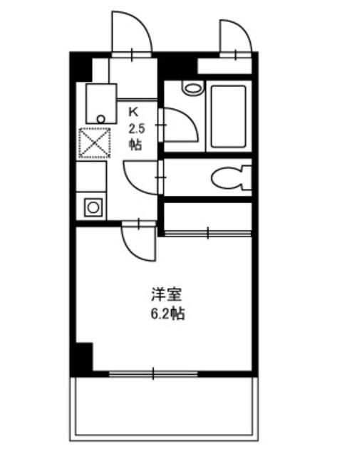 ハイシティ弁天(1K/2階)の間取り写真