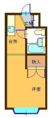 ヘリオス378谷保(1K/2階)の間取り写真