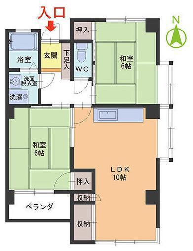第二高木マンション(2LDK/2階)の間取り写真