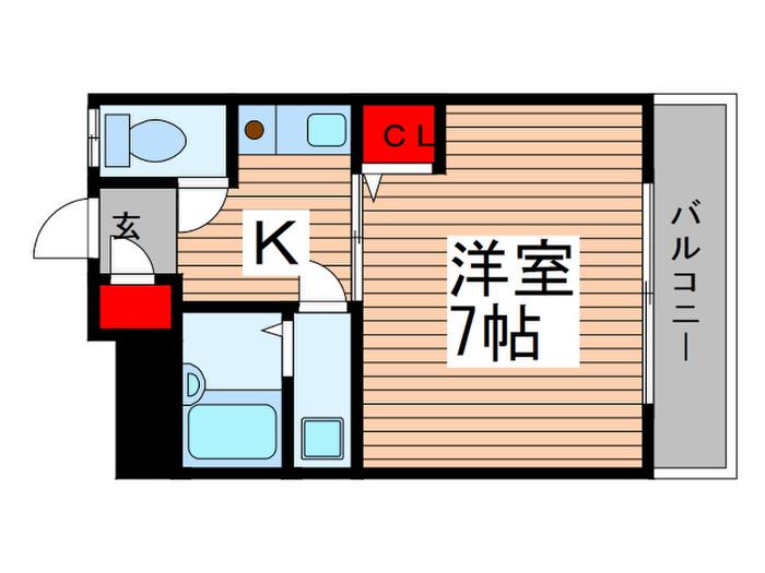 スカイコーラル(1K/2階)の間取り写真