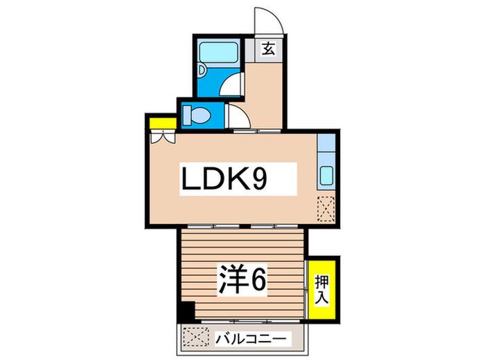 麻衣フラッツ(1LDK/2階)の間取り写真