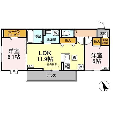 D-ROOM YT(2LDK/1階)の間取り写真