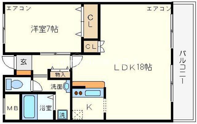 フラッツS&S(1LDK/9階)の間取り写真
