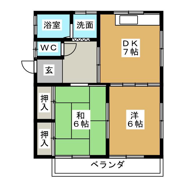 ウッディハウス三和VI(2DK/1階)の間取り写真