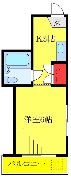 パールハイツ(ワンルーム/3階)の間取り写真