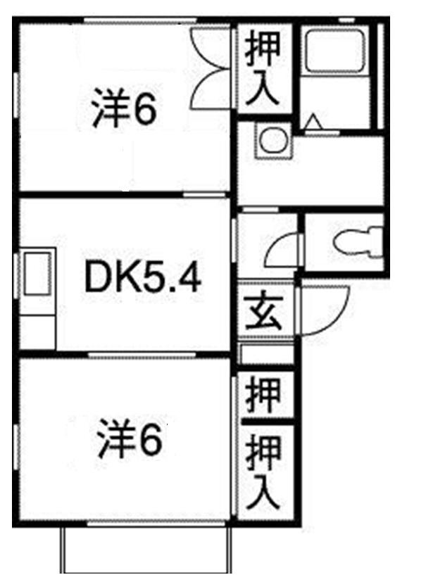 フラットウェル(2DK/2階)の間取り写真